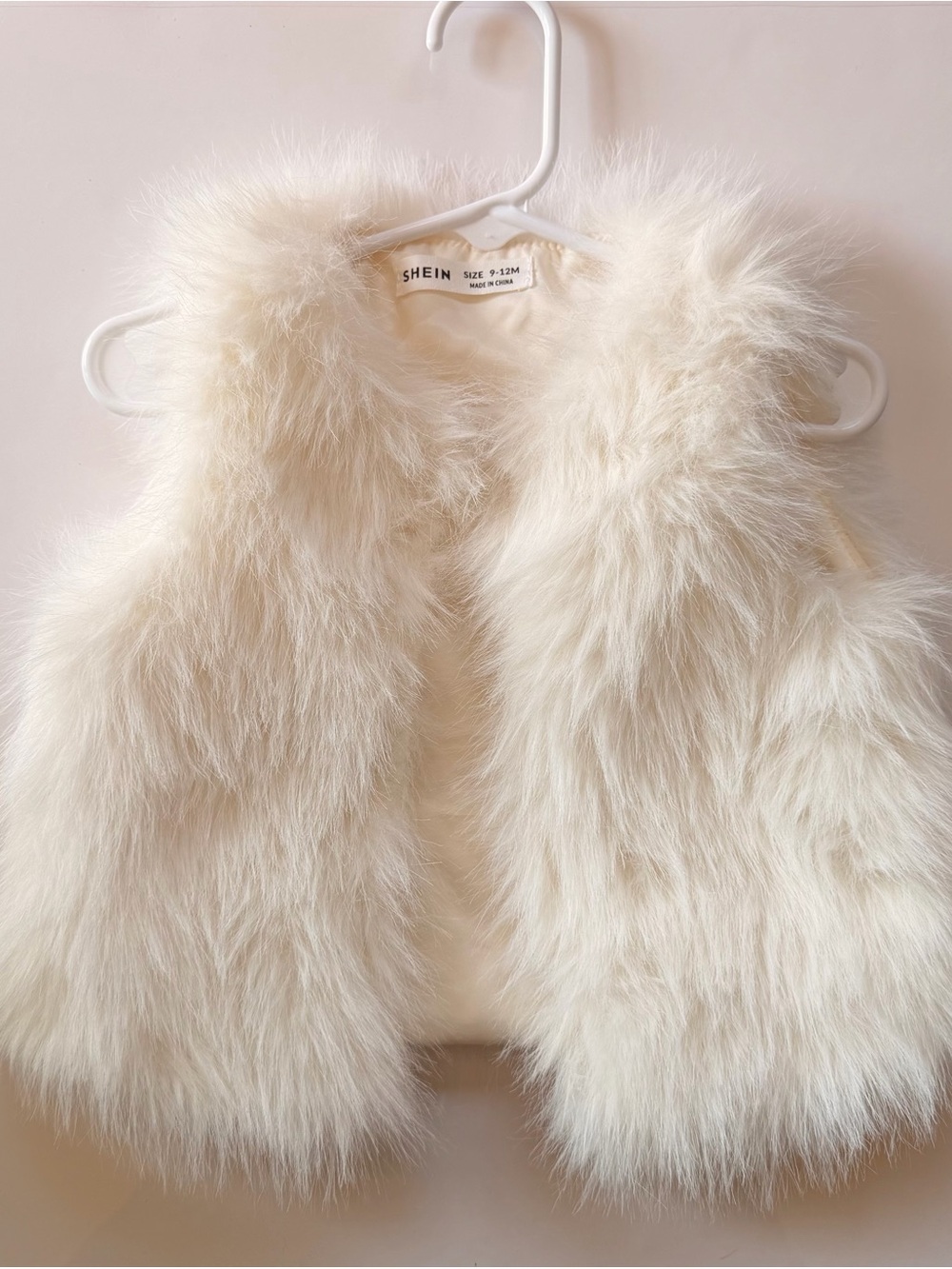 SHEIN Girls Cream Faux Fur Vest